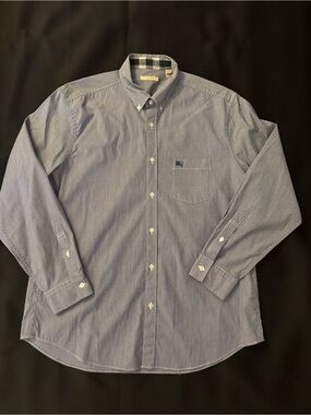 Burberry Brit Striped Button-Up Shirt in Navy & White / XL